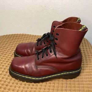 VTG Dr Martens 1490 Cherry Red Women's US Sz 7 Square Toe Lace Up Boots England